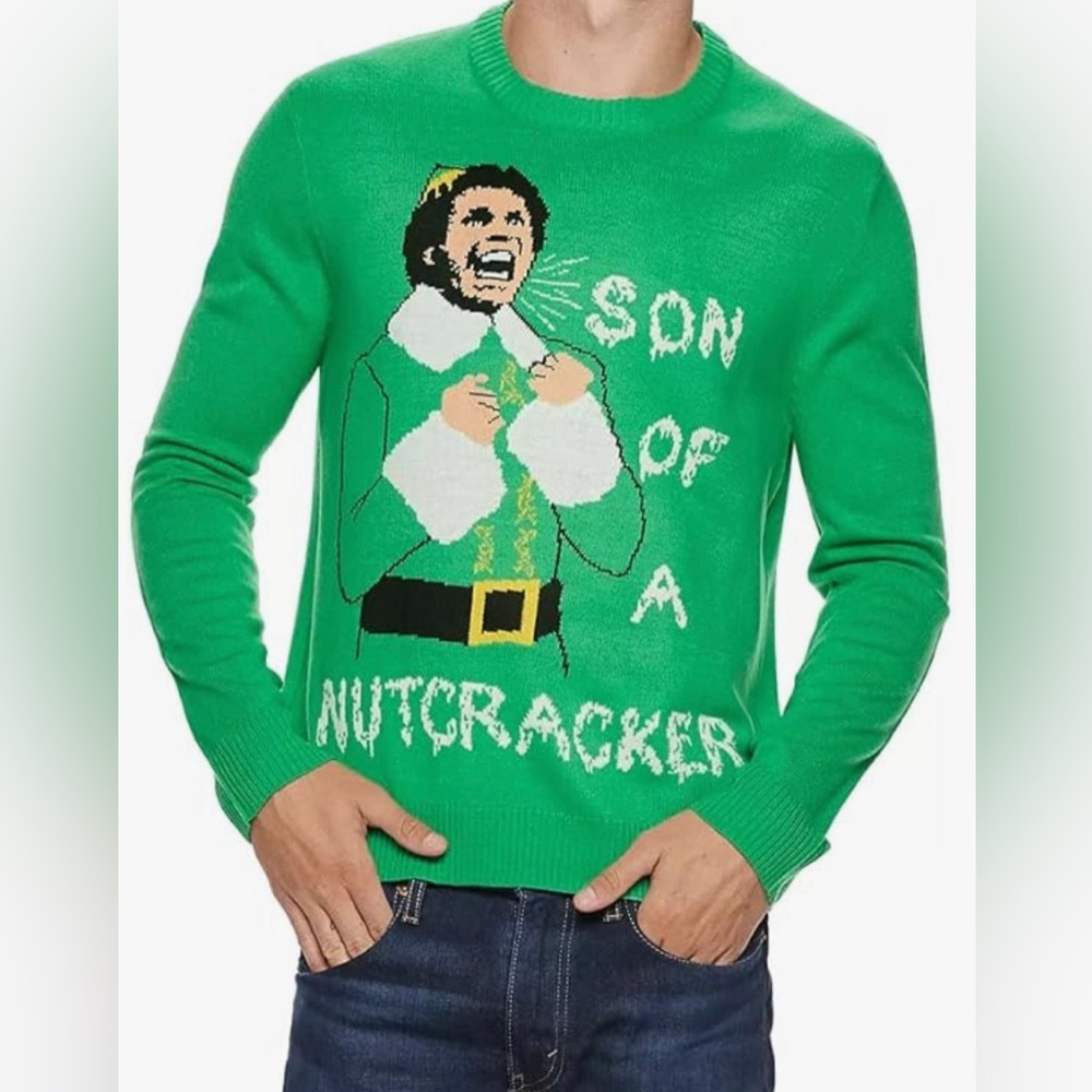 OFFICIAL ELF SON OF A NUTCRACKER CHRISTMAS UGLY SWEATER - M